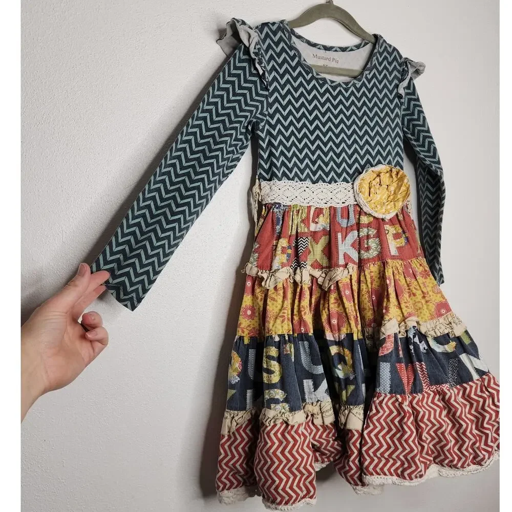Mustard Pie Girls Boho Maxi Dress Fairy Whimsy Hippie Patchwork 6X